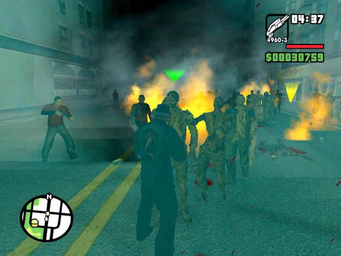 Kiegészítések és kódok a "GTA: San Andreas" a zombik